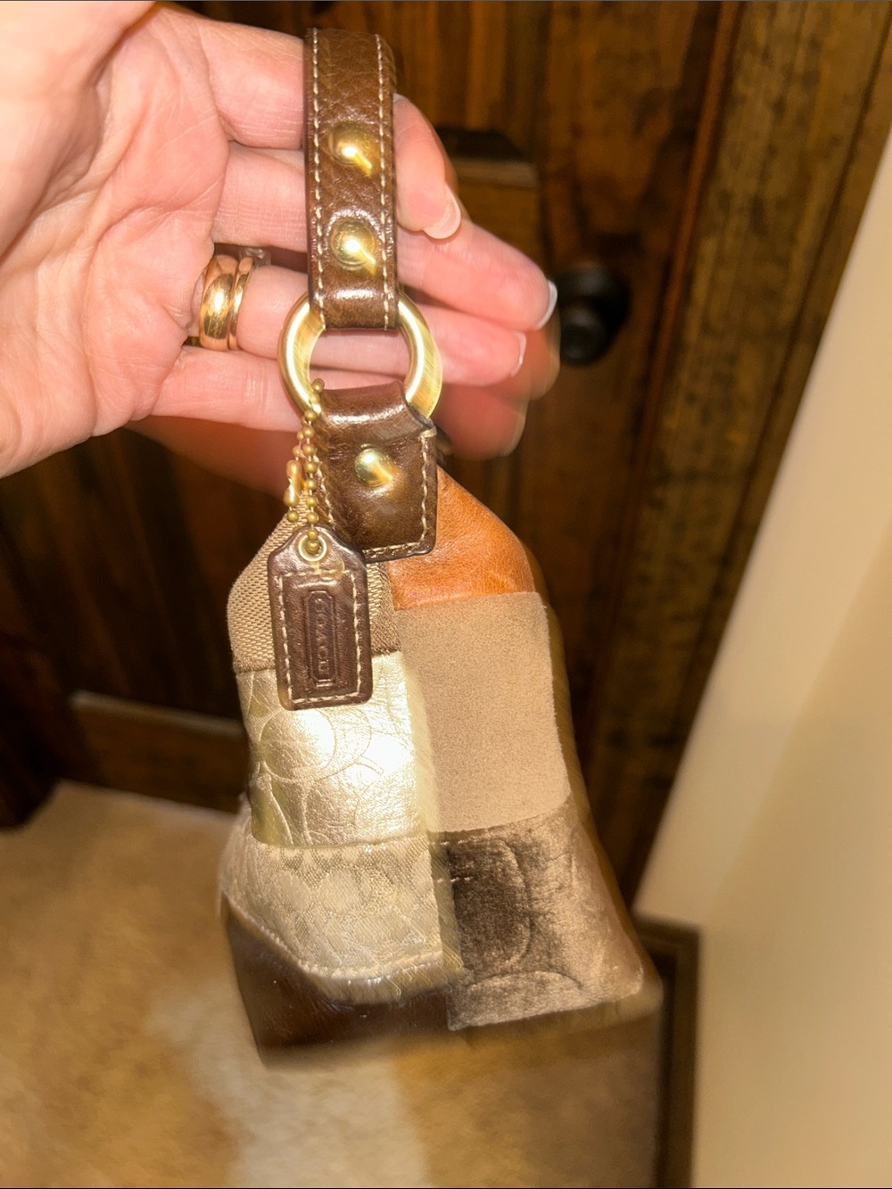 Coach Patchwork Metallic, Tan and Brown Wristlet Trio - Picture 14 of 16